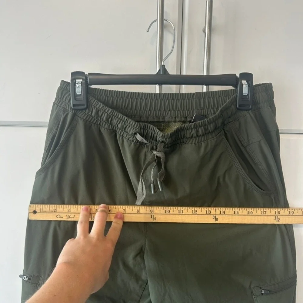 Eddie Bauer Womens Fleece Lined Joggers Olive Green Hiking Pants Size 12 351056